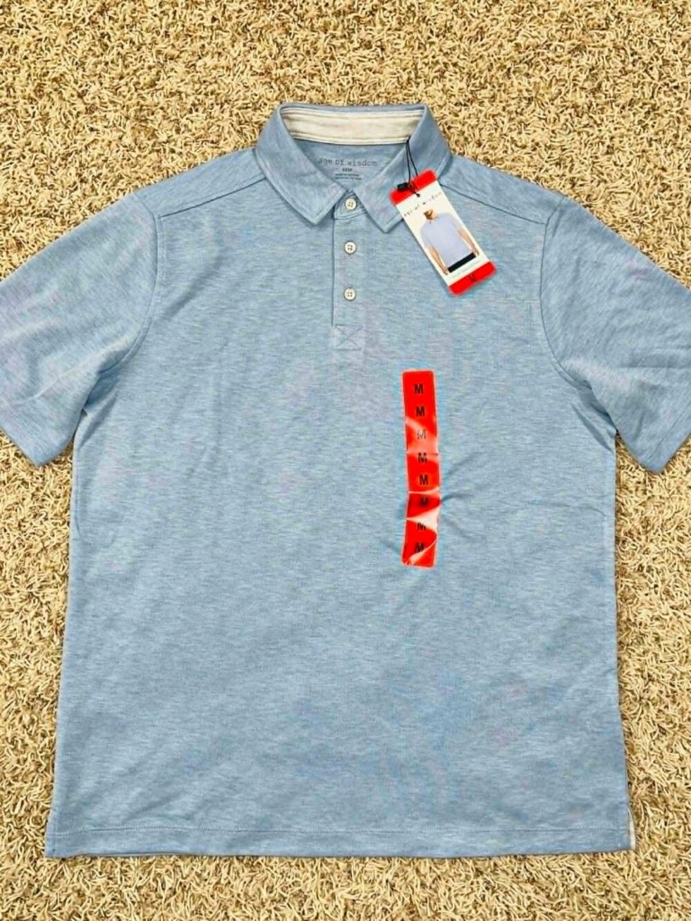 Age of Wisdom Men's Soft Polo Shirt Blue, Size Medium (New)